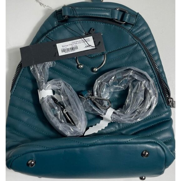 Replay Teal Faux Leather Backpack NEW Medium Quilted Rucksack - Picture 9 of 9